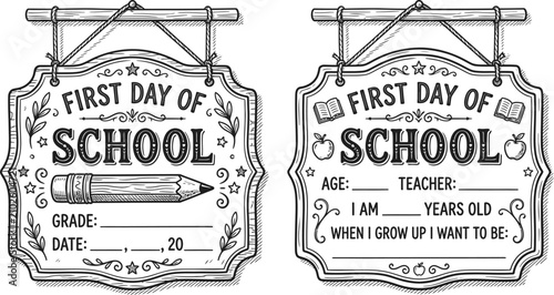 First day of school signs printable back to school photo props for kids students