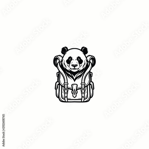 Panda in Backpack Vector Illustration for Travel Mascot