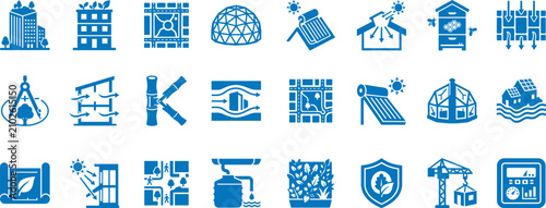 Foto Set of modern architectural building and ecological infrastructure design icons