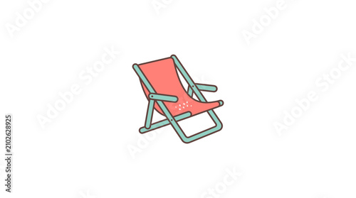 Retro Beach Chair Isolated on White Background, Summer Relaxation
