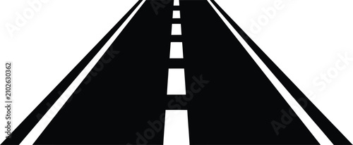 Quadro su tela Straight road ahead vector illustration for travel direction and journey concept