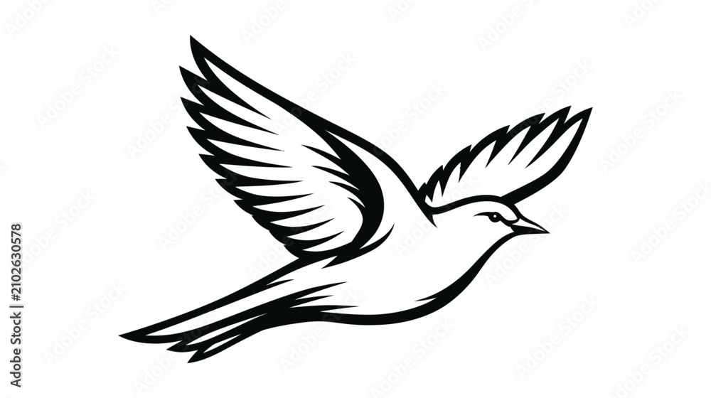 Fototapeta premium Bird vector icon orange wings flying design