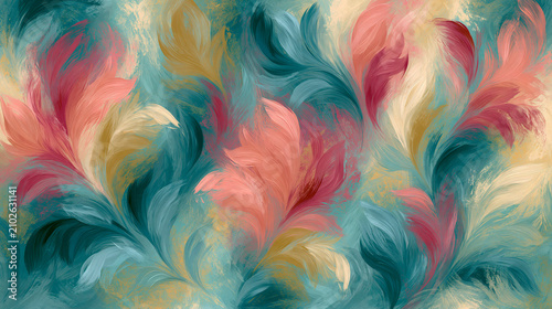 Abstract damask inspired background with deconstructed florals and bold modern art texture