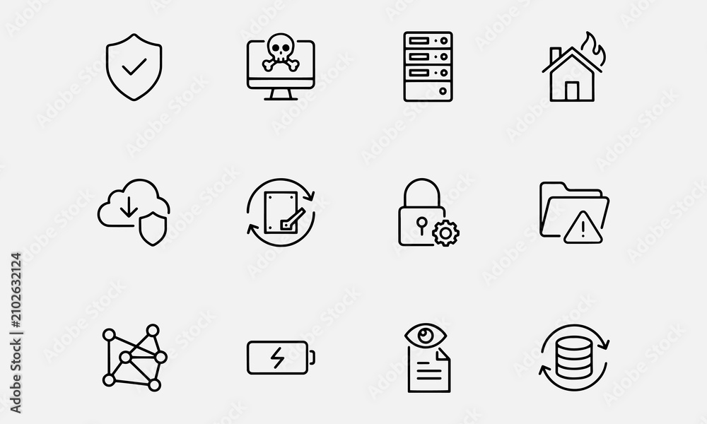 Fotografie Disaster recovery icon set