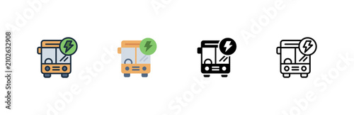 Electric bus icon. Public transport vehicle. Vehicle mobility and transit. Sustainable energy and commute.