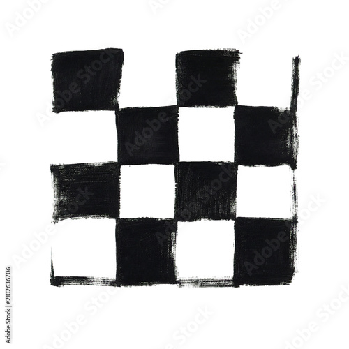 Black Hand Painted Checkerboard Swatch on Transparent Background
