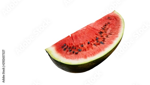 Fotografie Fresh watermelon slice rich in lycopene for healthy diet, isolated on white background