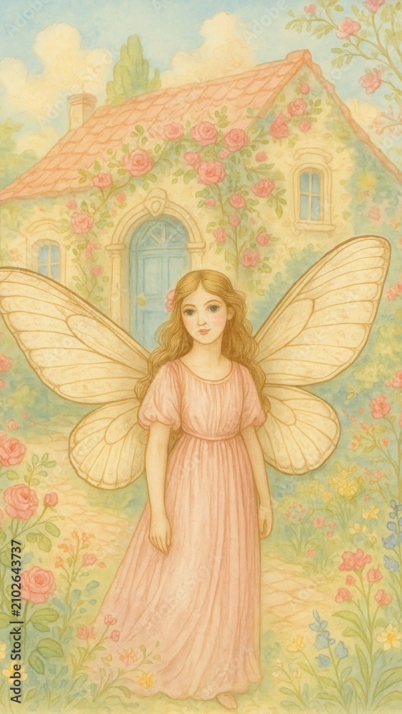 Obraz premium Whimsical fairy cottage mobile wallpaper