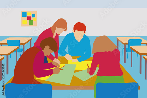 Group of people from different ethnic backgrounds work together in home office setting to complete tasks in the afternoon