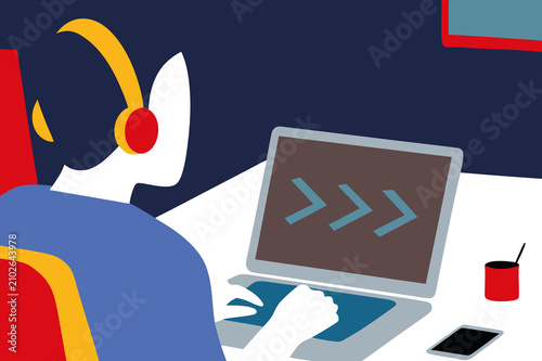 Programmer Coding on a Laptop. Software Development Vector Concept