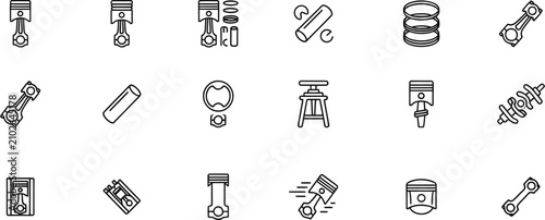 Foto Detailed illustration of engine piston components and assembly with labels
