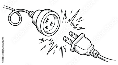 Cuadro en lienzo Electrical Plug and Socket Connection Icon with Sparks Energy Transfer Vector