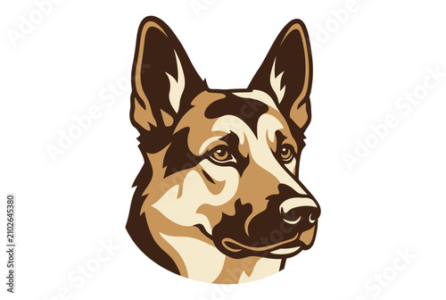 Vector illustration of a German Shepherd dog head portrait