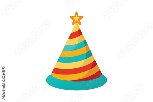 Birthday cone hat vector illustration isolated on white background