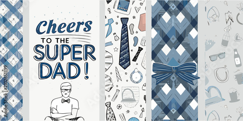 Schilderij op canvas father s day tribute card with blue patterns