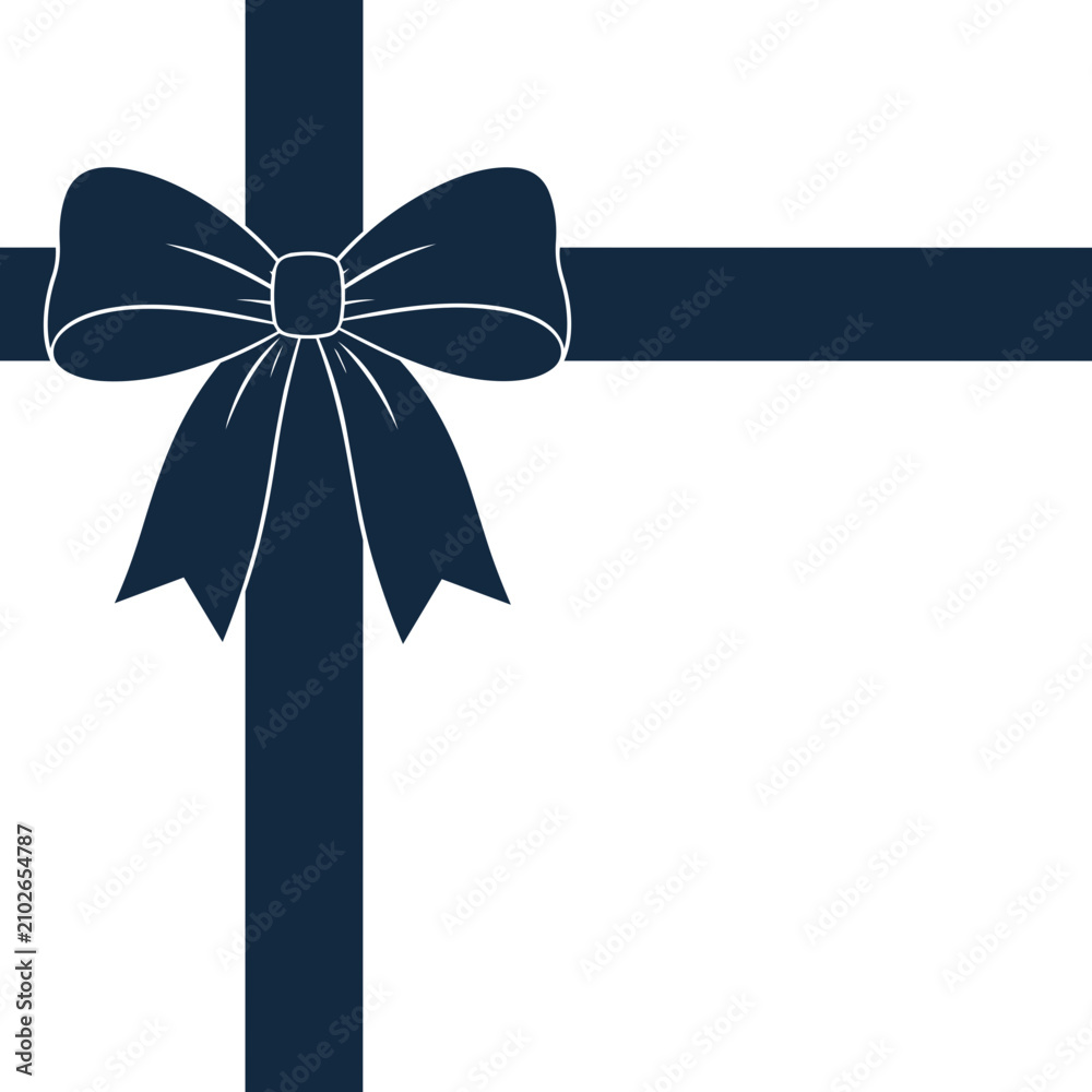 Fototapeta premium Gift Ribbon and Bow Silhouette Frame with Large White Copy Space