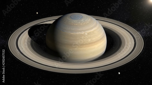 Saturn's Majestic Rings: A stunning depiction of the ringed planet Saturn, showcasing its iconic celestial bands and vast expanse against the cosmic backdrop of distant stars.