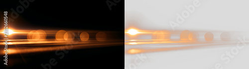 Golden Bokeh Light Overlay with Warm Radiant Beam PNG