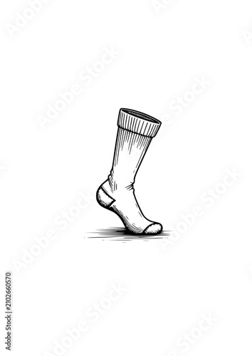 White sock illustration on a minimalist background with a focus on texture and shape