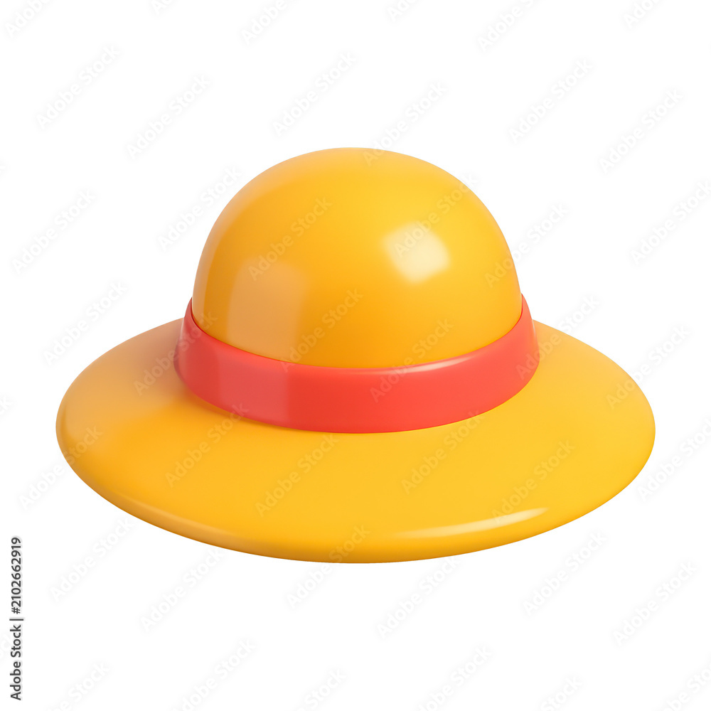 Fototapeta premium PNG Yellow hat with red band.