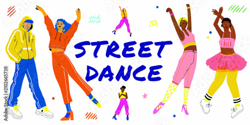 фотографія street dance styles vector illustration dancers art
