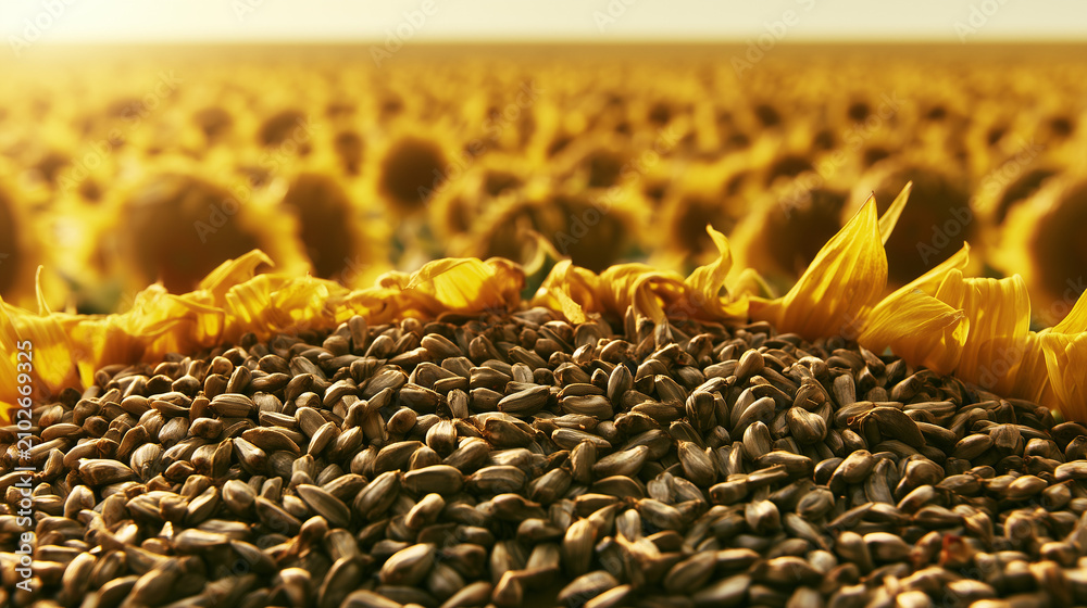Obraz premium Close Up Of Mature Sunflower Seeds