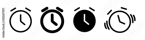Tableau sur toile Set of alarm clock outline icons isolated on transparent background