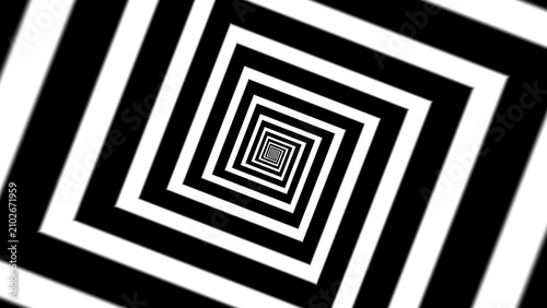 Cuadro en lienzo Hypnotic optical illusion spiral, black and white geometric tunnel background, p