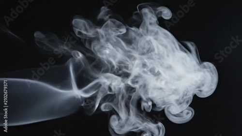 Elegant White Smoke Swirling on Black Background 4K