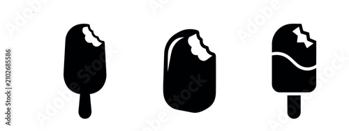 Fotografía Black and white icons of bitten ice cream bars