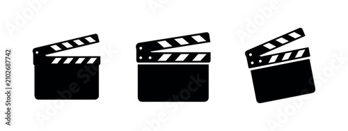 фотографія Set of film clapboard or clapper board icons, movie production and cinema symbols