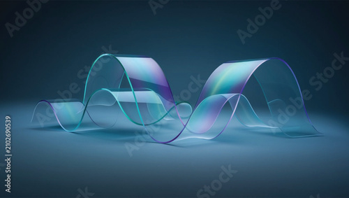 Futuristic Abstract Metallic Flow with Blue Purple Gradient, Sleek 3D Technology Background 