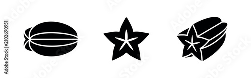 Fotografía Star Fruit Icons Set - Exotic Tropical Fruit Symbols