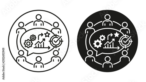 Team collaboration and strategic planning concept icon set with collaboration