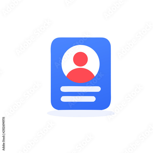 User Profile ID Card Flat Vector Icon Isolated on Transparent Background