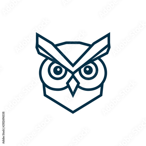 Modern minimalist geometric owl head logo icon isolated on white background