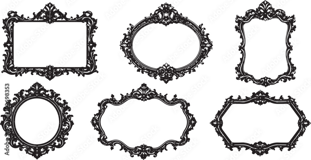 Fototapeta premium Set frames. Hand drawn vector illustration