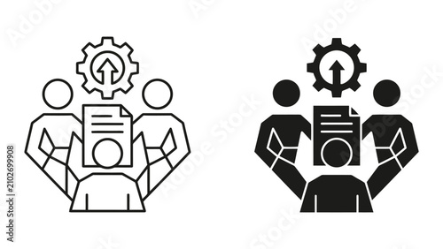 Business team focused on project optimization and improvement icon with business