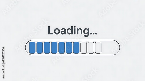 Blue loading progress bar icon with text