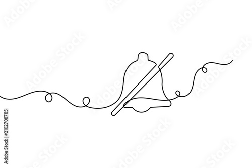 Bell single line art vector illustration for minimalist notification or alarm design