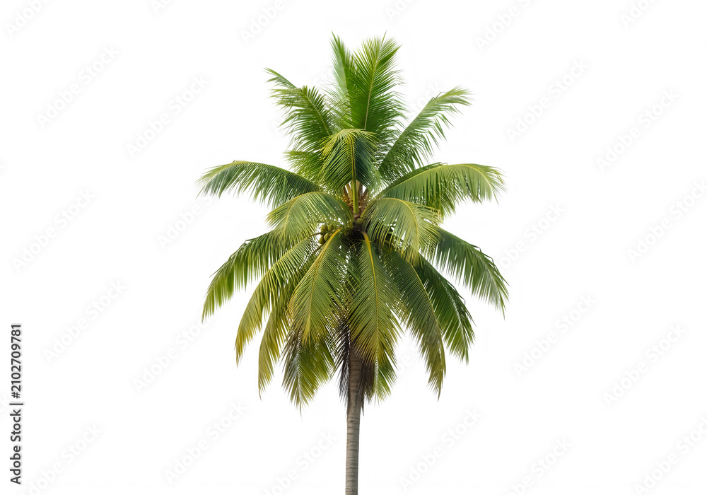 Fototapeta premium Green palm tree isolated on white background isolated on transparent background