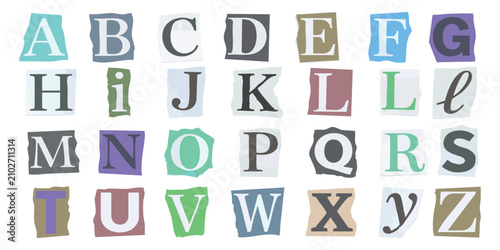 Konstfotografi Alphabet letters cut from magazines and newspapers arranged as a ransom note sty