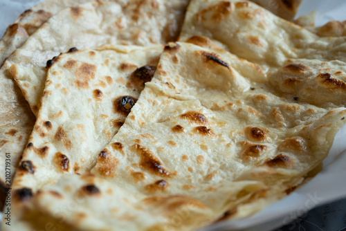 Indian Flat Bread Closeup. Traditional Flatbread