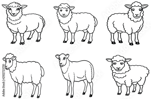 Εκτύπωση καμβά Cute sheep or lamb head engraving style vector illustration