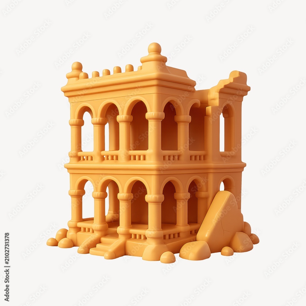 Obraz premium Playful 3D ancient building illustration.