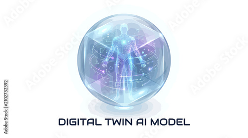 Digital twin artificial intelligence model inside a glass sphere
