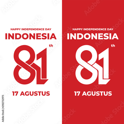 Minimalist 81st Indonesia Independence Day Logo with Modern Number Typography