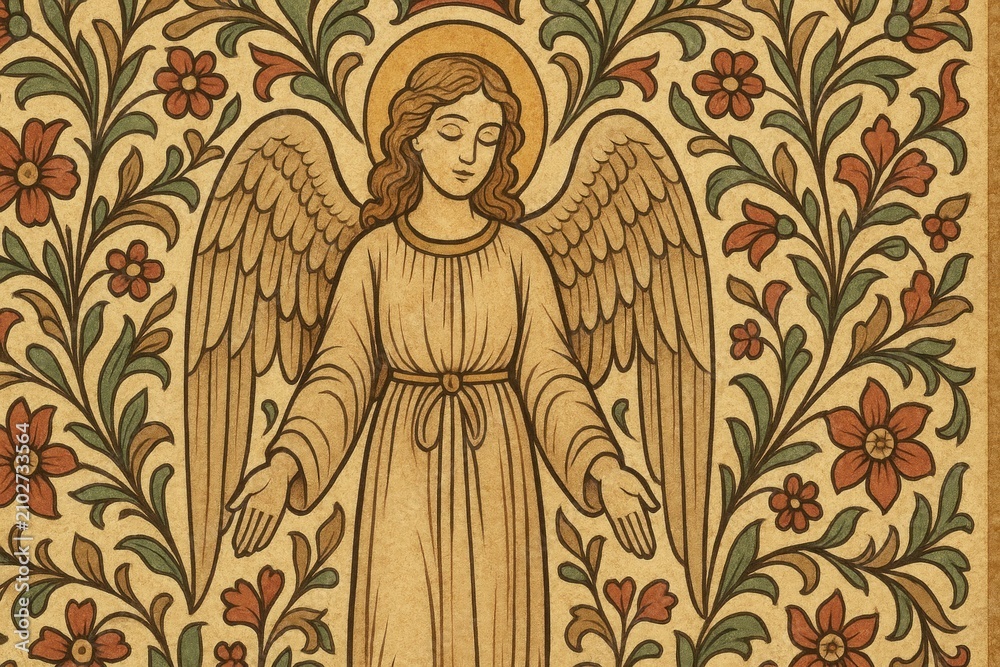 Obraz premium Ornate angelic illustration art background