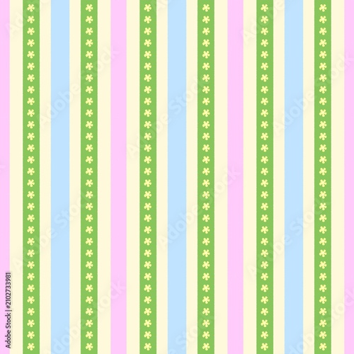 Seamless pastel stripe pattern with cute small flowers on colorful vertical lines background