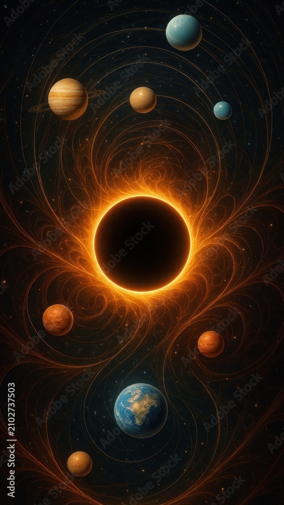 Fototapeta premium Celestial harmony in cosmic mobile wallpaper